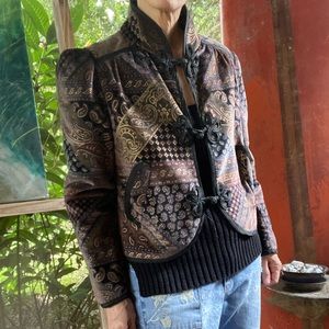 Frances Henaghan paisley brown with gold accents Victorian style velour jacket.